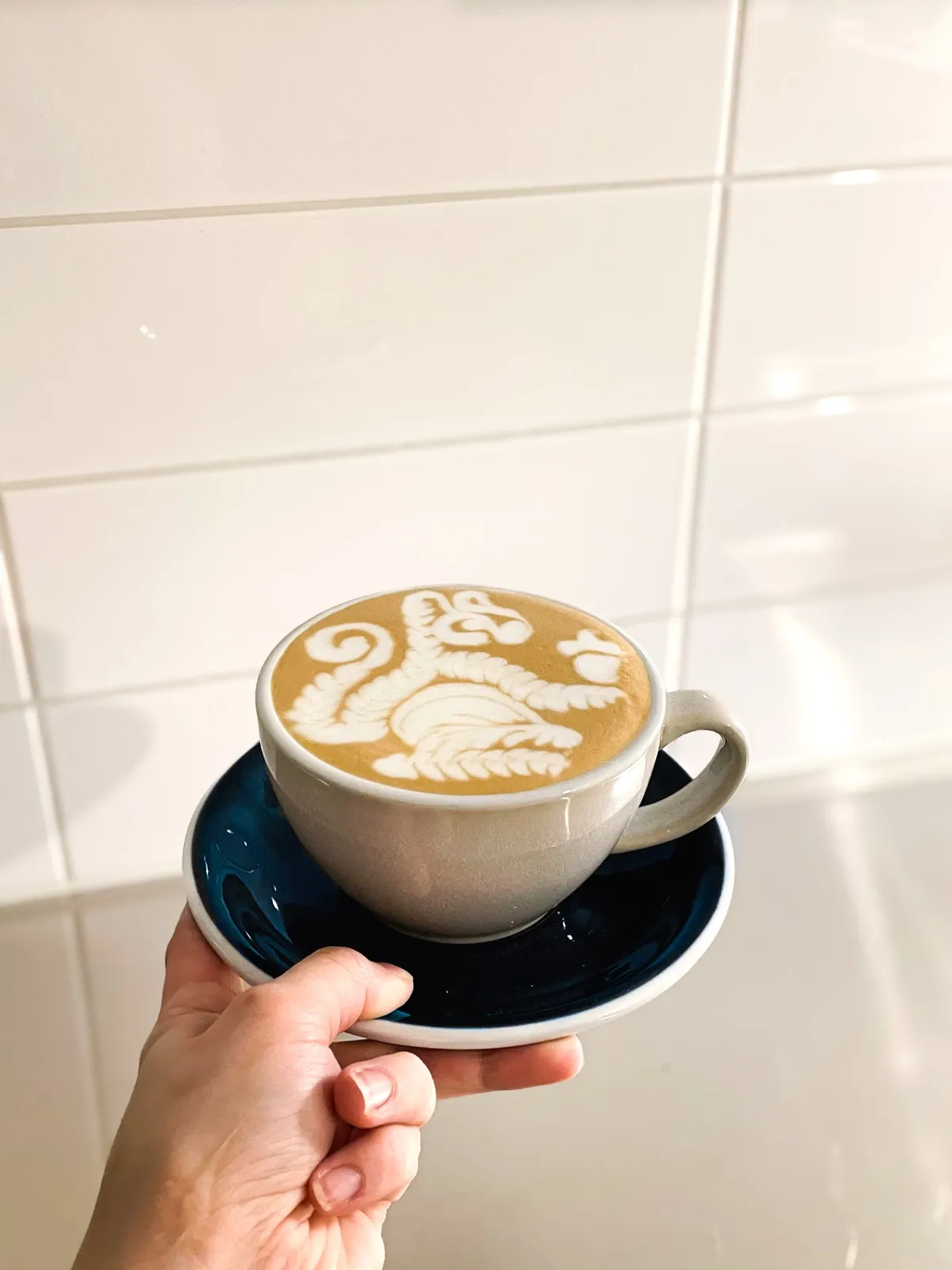 Squirrel designer-pattern latte art by Julia Bergenstråle